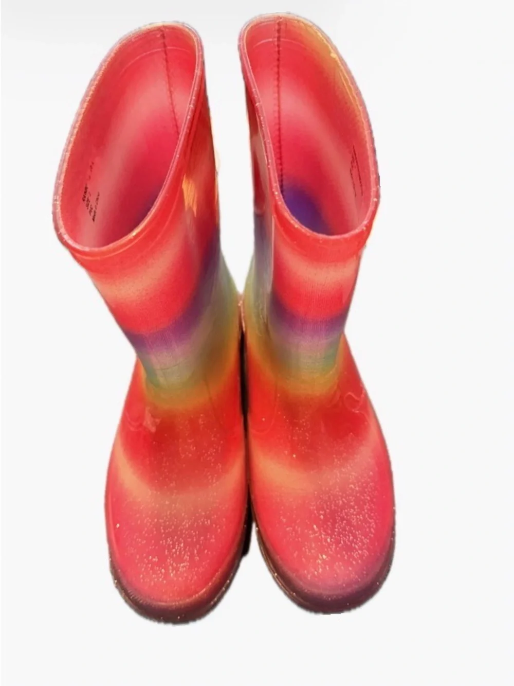 Kids Rainbow Gradient Rain Boots - Colorful Glitter Waterproof Boot